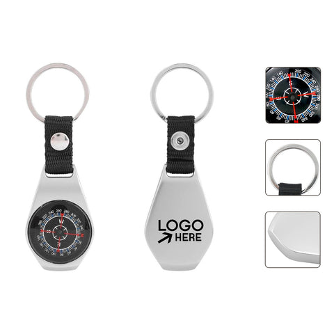 Handheld Alloy Compass With Key Chain