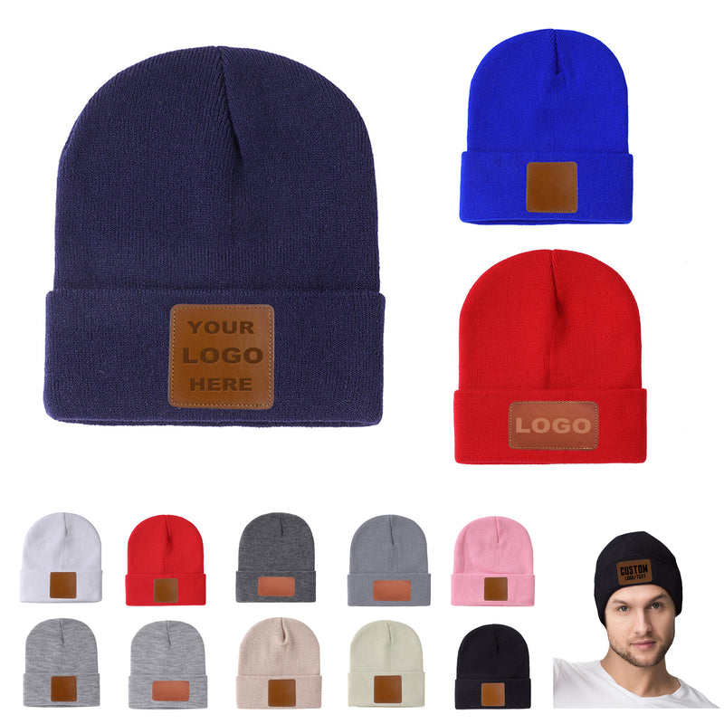 Leather Labeled Warm Knit Cap
