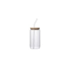 Bamboo-Lid High Borosilicate Glass Water Cup With Straw