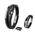 Creative Accessories Stainless Steel Woven Leather Bracelet