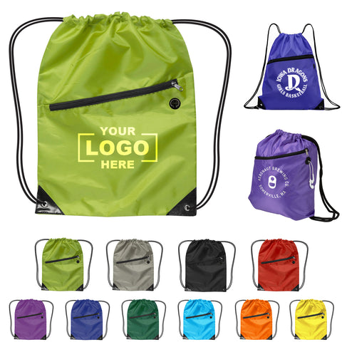 Nylon Zippered Drawstring Backpack