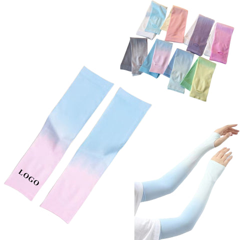 Gradient Color Arm Sleeves Gloves With Thumb Hole