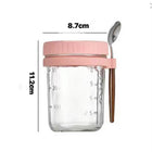Reusable 12 OZ Overnight Oatmeal Glass Cup W/ Lid & Spoon