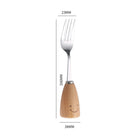 Stainless Steel Kids Tableware With Standing Wooden Handle