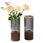 Artistic Glass Vase Flower Vase With Wooden Base