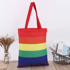 Rainbow Striped Canvas Tote Bag with Handle-13"x15"