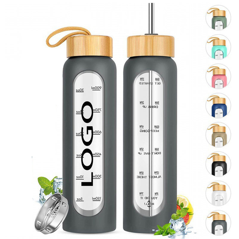 32 oz Glass Water Bottles with Straw