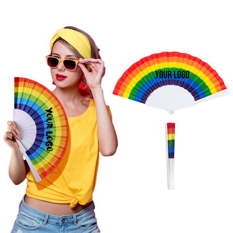 Full Color Custom 9" Rainbow Pride Folding Fan