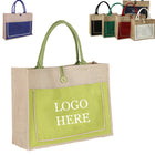 Natural Jute Tote Bag with Cotton Pocket