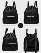 Lightweight Drawstring Gym Sack With Shoe Compartment