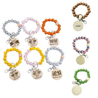 Sport Beaded Bracelet Keychain Baseball Softball Key Ring