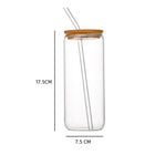 20oz Can Shaped Drinking Glasses W/ Bamboo Lid & Glass Straw