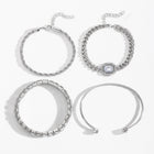 Diamond-encrusted Alloy Bracelet Set