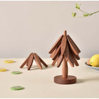 Foldable Wooden Christmas Tree Coaster Set