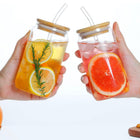 16 OZ Borosilicate Straw Glass with Bamboo Lid