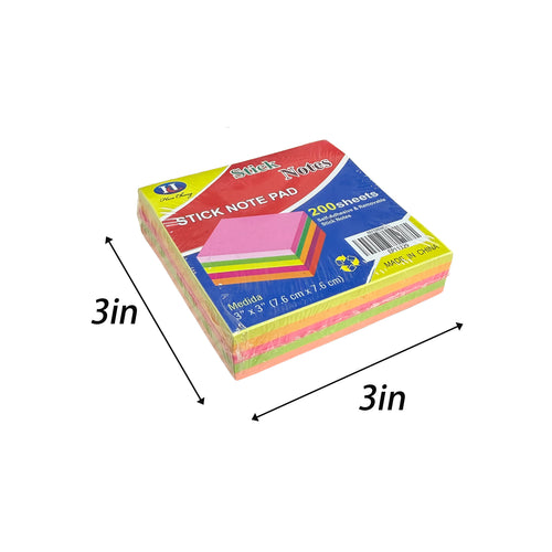 200 Sheets Neon Stick Notes