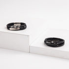 Creative Accessories Stainless Steel Woven Leather Bracelet
