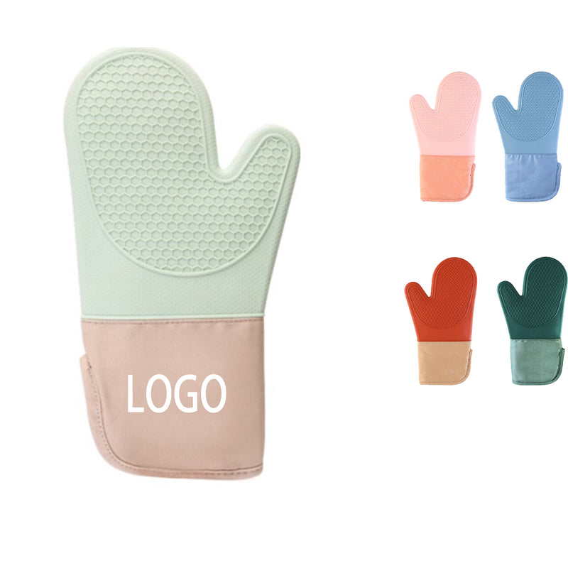 Heat Resistant Cotton Silicone Quilted Oven Mittens