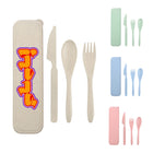 Full Color 3 Pcs Portable Wheat Straw Cutlery Set