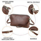Genuine Leather Clutch Crossbody Bag with Wrist Strap