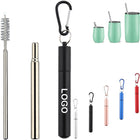 Portable Telescopic Metal Straws With Carabiner