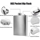 8 Oz Stainless Steel Flask Hip Flask W/ Hinged Cap