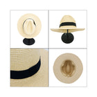 Unisex Travel Straw Panama Hat Summer Wide Brim Straw Hat