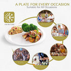 9" Three Compartment Bagasse Fiber Disposable Plates