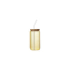 Bamboo-Lid High Borosilicate Glass Water Cup With Straw