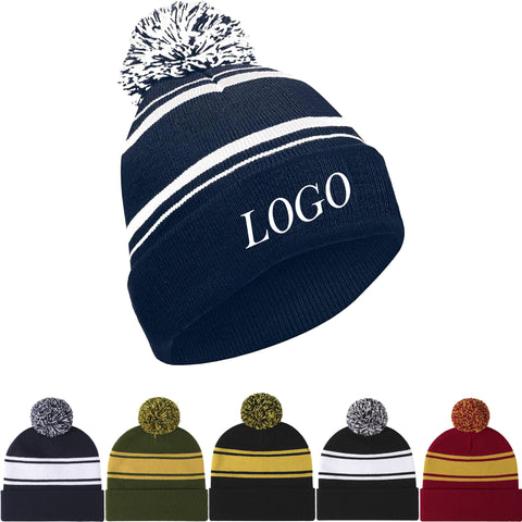 Custom Beanie Hats With Adorable Fur Pompom