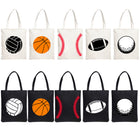 Canvas Zipper Shoulder Tote Bag With Ball Pattern