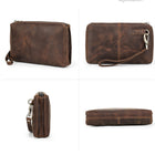 RFID Blocking Cowhide Storage Bag with Wrist Strap