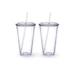 16OZ Double Layer Plastic Straw Cup