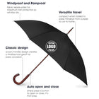 Wooden Hook J-Shaped Automatic Business Long Handle Umbrella