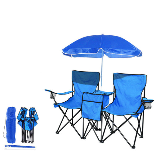 2-Seater Folding Chair with Umbrella & Cooler