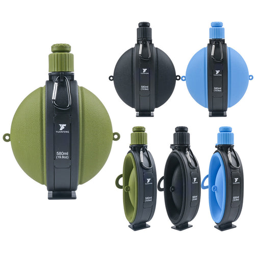 19.8OZ Outdoor Foldable Silicone Water Bottle With Compass
