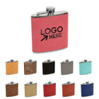 6 Oz Stainless Steel Flask With Faux Leather