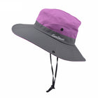 Ponytail Sun Bucket Hat Wide Brim UPF 50+