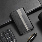 Stainless Steel Business Card Holder with Leather Case