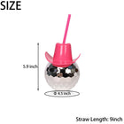 20Oz. Disco Ball Cup W/ Cowboy Hat & Straw