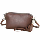 Genuine Leather Clutch Crossbody Bag with Wrist Strap
