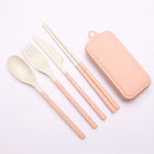 Wheat Straw Foldable Cutlery Set With Case