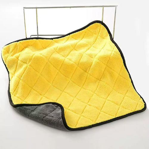 Diamond Quilted Thick Coral Fleece Car Cleaning Towel