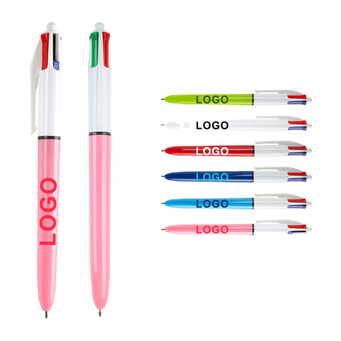 Plastic Click Pen With Multicolor Barrels
