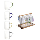 300Ml Glass Coffee Mugs With Colored Handle