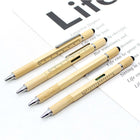 6 In 1 Multifunctional Bamboo Tool Stylus Pen