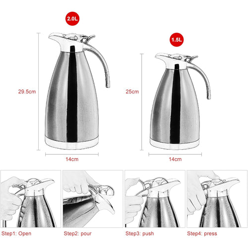 2L Double Wall Vacuum Insulated Stainless Steel Pitcher