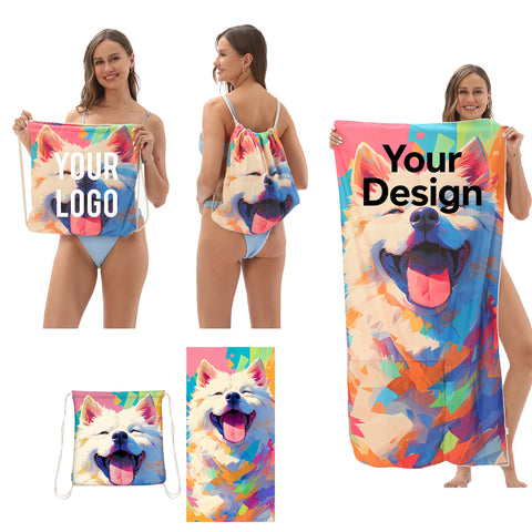 2-In-1 Foldable Beach Towel Backpack Set（31.5In, 62.99In)