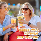 16OZ Double Layer Plastic Straw Cup