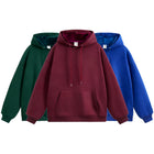 Fall Winter Fleece-Lined Hooded Pullover Sweatshirt